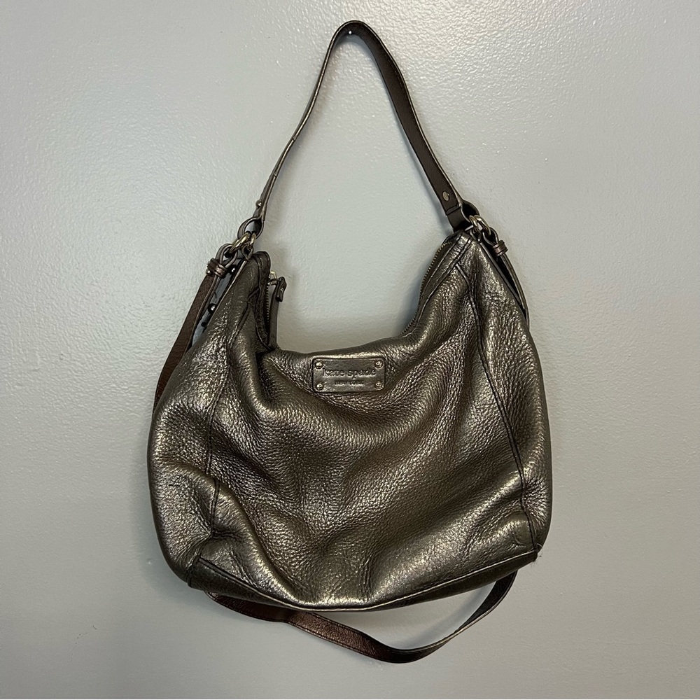 Kate Spade Two-Toned Metallic Hobo Bag with Crossbody Strap